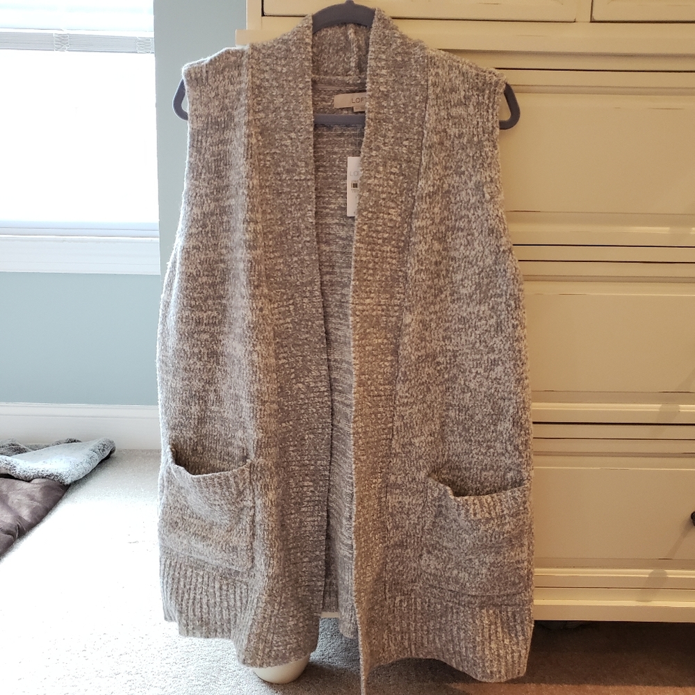 Loft Grey & White Sweater Vest